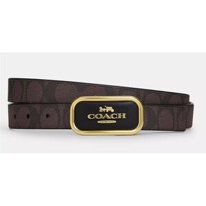 Coach Signature Brown/Black Belt with Gold Accent Cut to Size Reversible